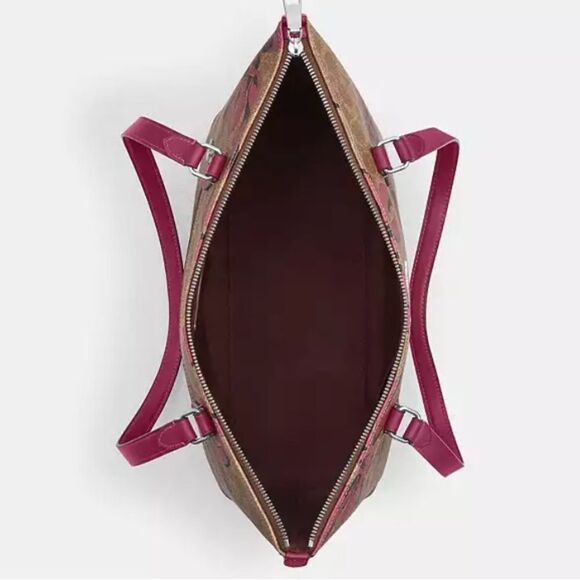 Coach Gallery Tote Bag In Signature Canvas With Bow Print Purse - Picture 10 of 12